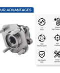 Front Wheel Hub Bearing Assembly Set For Nissan Sentra 2007 Through 2012 2.0L Four Cylinder Engine Direct Replacement Pair Premium Quality Durable High Performance shown with advantage features like low noise and high precision.