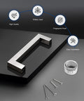 Five Inch Stainless Steel Cabinet Handles 10 Pack Brushed Nickel Modern Kitchen Cupboard Pulls shown with screws and installation features.