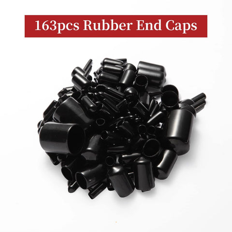 163 Piece Rubber End Caps Set With 9 Common Sizes 2mm To 20mm Round Bolt Covers for Screw Protection