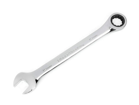 Single wrench from 20 Piece Ratcheting Combination Wrench Set With SAE And Metric Sizes, 72 Tooth Ratchet, chrome finish