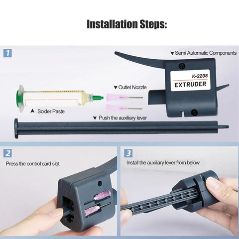 Installation steps for Efficient Solder Paste Extruder Flux Dispenser Kit With 0.8mm And 1.3mm Nozzles For Easy Electronics Soldering