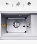 30 Liter Commercial Water Boiler With Auto Refill And Dual Filtration, stainless steel interior view showing components and plumbing.