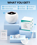 48kHz Ultrasonic Retainer Cleaner For Dentures Mouth Guards Braces Aligners Toothbrushes And Jewelry 200ML Capacity White with accessories
