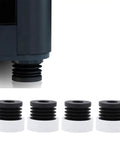 4 Piece Anti Vibration Feet And Shock Absorbing Pads For 3D Printers Pro Grade Hard Rubber And ABS Build shown fitted and standalone