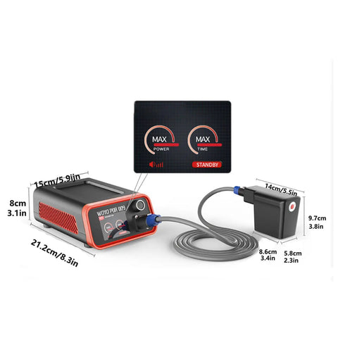 Pro Grade 1500W Induction Dent Repair Tool For Paintless Dents And Hail Damage with control panel, showing dimensions