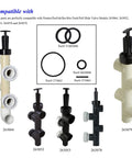 All In One O Ring Kit For Two Full Valve Rebuilds Fits Push Pull Slide Valves For Pool Equipment Compatible With Pentair PacFab Sta Rite Includes Cap Washer O Rings Piston Shaft O Rings Handle To Cap O Rings And Stainless Steel Handle Pins, shown with various compatible valve models and O-rings.