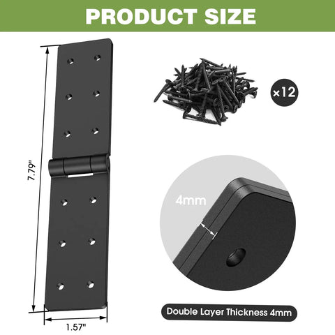 Hardcore 270 Degree Double Layer Butt Hinges For Wood Gates And Fences with dimensions 7.79" x 1.57" and 4mm thickness.