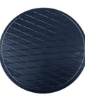 Round black anodized jack pad adapter with diagonal grid surface