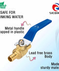 10 Pack PEX Shut Off Valve 1/2 Inch Ball Valve For PEX Pipe Crimp F1807 Fittings, lead-free brass with blue metal handle