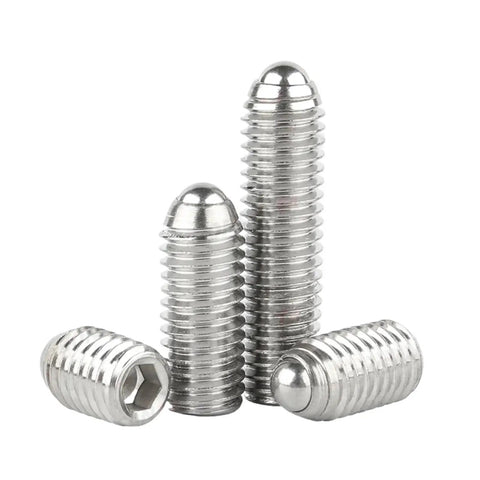 Built Tough 304 Stainless Steel Spring Ball Plunger Set Screws M8 X 40Mm Hex Socket Allen Drive Grade 12.9 Black Industrial Precision Positioning Hardware 5 Pack - three stainless steel ball plungers