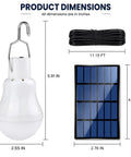 Product dimensions showing Solar LED Light Bulbs for Indoor Home Chicken Coop And Outdoor Use Waterproof Rechargeable Lanterns