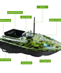RC Bait Boat For Fishing With Long Range Remote Control 546 Yards And 3.3 Lb Load Capacity Waterproof Camouflage Green Hull