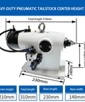 Heavy Duty Pneumatic CNC Four Axis Telescopic Tailstock MT 4 Live Center dimensions with center height 210mm, total length 310mm.