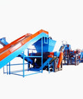 No Nonsense Commercial Dual Rotor Tire Volume Reducer With High Torque Two Shaft Setup For Heavy Duty Shredding And Fast Waste Reduction That Absolutely Knocks It Out Of The Park machinery with blue and orange conveyor system for tire shredding.