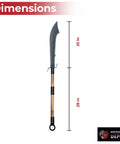Beefy 53 Inch Chinese Podao Halberd Polearm with Hand Forged High Carbon Steel Blade and 28 Inch Antiqued Hardwood Handle dimensions