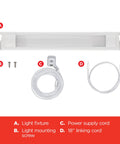 12 Inch Plug In Linkable Under Cabinet Lighting With High Low Off Switch Warm White 2700K LED Kitchen Lights components