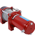 Heavy Duty 4500lb Electric Winch Kit for Trucks and Trailers, red steel casing, compact design for easy install.