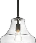 Everly One Light Schoolhouse Pendant Light With Clear Glass Shade In Olde Bronze for kitchen or dining room