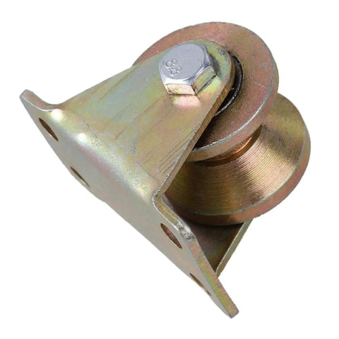 Upgraded 1.2 Inch V Groove Wheels For Sliding Patio Doors With Double Ball Bearings Galvanized Steel Build Rock Solid Heavy Duty Track Rollers That Glide Like Butter Upgrade Your Setup Today Four Pack close-up view of a roller wheel with galvanized steel housing.