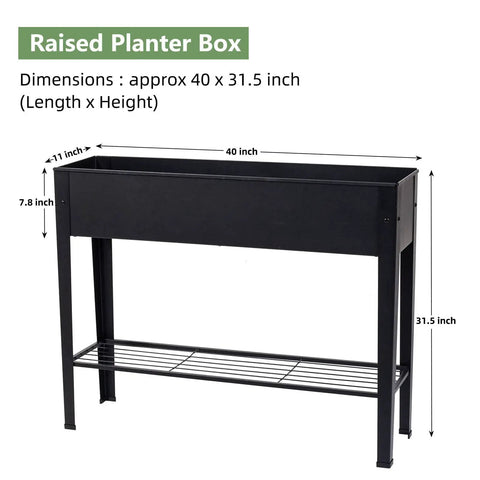 Raised Garden Bed With Legs Elevated Metal Planter Box Black Outdoor Stand With Drainage Holes Durable Steel Frame Holds About 1.5 Cubic Feet Soil