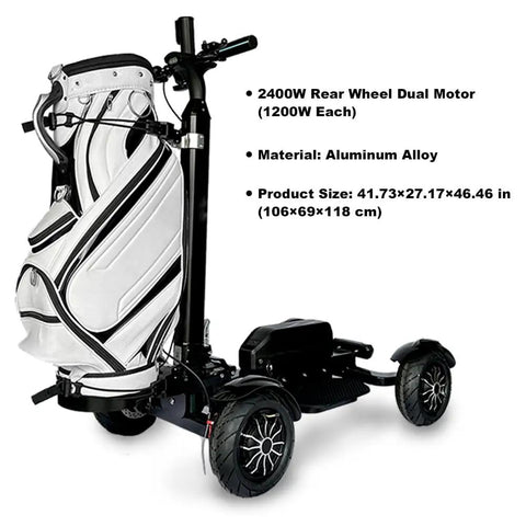 Foldable Electric Golf Scooter With Comfortable Seat And Umbrella Holder Powered By 2400W Dual Brushless Motors And Sweet 48V Battery, aluminum alloy material