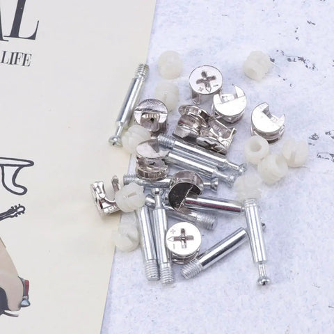 Heavy Duty Cam Lock Fittings Set for Furniture 24 Pieces White Connectors With Anti Rust Iron and Nylon Durable