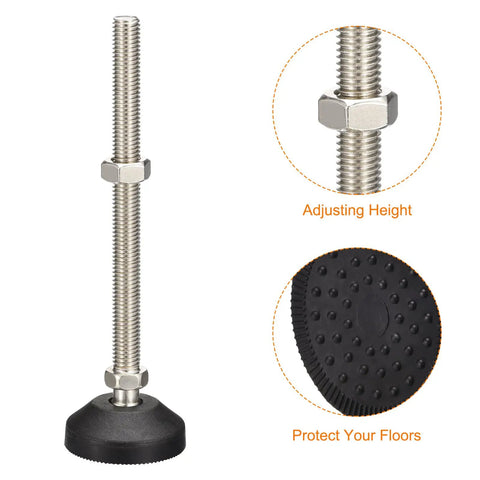 Four Piece Nylon Furniture Levelers Adjustable Swivel Table Feet M12 Thread Universal Machine Stabilizers with sturdy metal bolt.