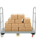 Heavy Duty 2000 Lb Platform Cart With Rails, 60.5 Inch Flatbed Workhorse For Warehouses And Garages, Rust Resistant Steel Frame, High Capacity Rolling Cart Built To Stand Up To The Daily Grind, loaded with boxes
