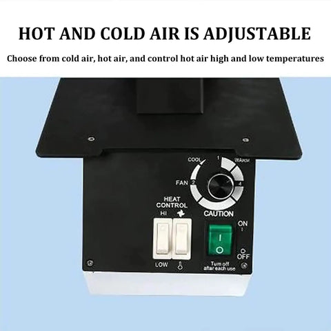 Close-up of Professional Optical Eyeglasses Frame Heater with adjustable hot and cold air control for precision frame repair.