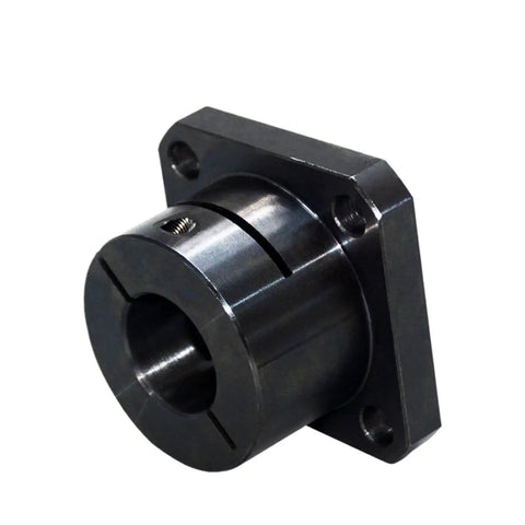 Square Flanged Mount For Linear Motion Systems With Slit Shaft Plug And Play 8 To 50mm Diameter Support, metal close-up view