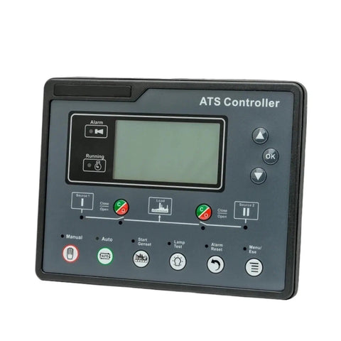 Generator Controller Panel Dual Power Module HAT700 Process Controller For Smooth Auto Transfer And Power Switching 1 Piece Plug In And Keep Your Generator Running Like A Boss ATS controller front view with LCD and buttons