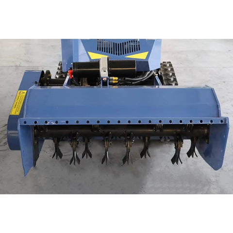 Front view of Tracked Lawn Mower Workhorse For Hills And Rough Terrain With Wireless Remote Control Heavy Duty Outdoor Cutting Machine