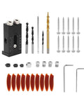 Pocket Hole Jig Kit With Dual Guides And Oblique Drilling Locator, Pro Grade Aluminum Alloy components and accessories displayed