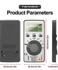 Front, back, and side view of Auto Ranging Digital Multimeter With NCV Contact Tester Handy Pocket Size Voltage Current Resistance Continuity