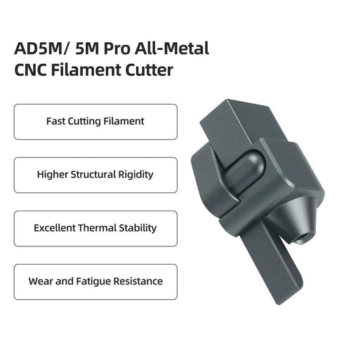 Upgraded Aluminum Filament Cutter For Flashforge Adventurer 5M And 5M Pro 3D Printers No Sweat Drop In Swap Straight Install Handles Petg Abs Pla Carbon Fiber Clean Sharp Manual Cuts Daily