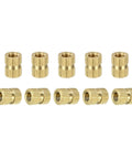 Beefy Brass Knurled Insert Nuts M4 Thread 8mm Length 6.4mm OD For Plastic Enclosures 100 Pack Heat Set Inserts shown in two rows