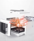 Hassle Free Portable Countertop Dishwasher With A Slick Compact Build Dead Simple To Run And Delivers High Efficiency Cleaning For Sparkling Dishes Daily, shown in cutaway view with dishes inside.