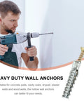 Heavy Duty Steel Hollow Wall Anchors Kit With Serrated Expansion Screws For Drywall And Plaster Walls Assorted Colors 50 Sets
