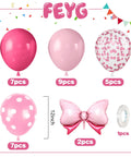 Pink Bow Balloons Kit Includes 30 Pieces Of 12 Inch Balloons In Hot Pink Rose Dots And Confetti Styles Plus Two Big Foil Bow Balloons And White Ribbon