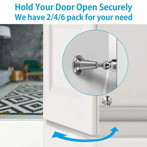 Magnetic Door Stop With Soft Catch, Holds Doors Open Without Slamming, Wall Mount, Stainless Steel Brushed Satin Nickel Chrome Finish
