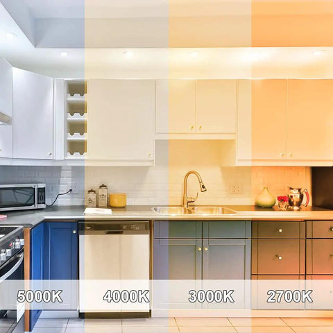Kitchen with 2 Inch LED Dimmable Downlight With 3W COB, Recessed Ceiling Light in various color temperatures from 5000K to 2700K
