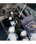 Nitrile Coated Work Glove With MicroFoam Grip Palm And Fingers Delivers Next Level Grip And Abrasion Resistance, handling ice cubes and machinery.
