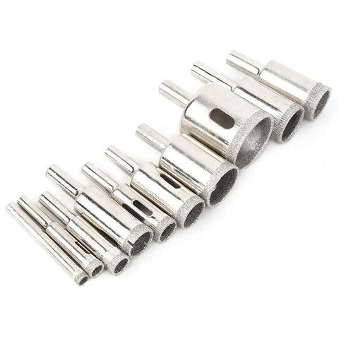 Top Pick 10 Piece Core Hole Saw Kit Featuring Durable Drill Bits Perfect For Tiles And Glass From 6 To 30mm Size With Smooth Plated Surface For Quick Precise Holes That Make Your Projects A Total Breeze Easy Setup And Reliable Performance Included, 10-piece chrome core hole saw drill bit set for glass and tile, 6-30mm