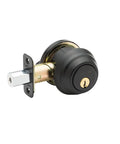 Removable Brass Cylinder Deadbolt Lock For Home Security, ANSI Grade-2 Security, rich black finish with 1 inch throw bolt