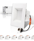 4 Inch Square Recessed LED Can Lights 10W Replacement 722 Lumens Wet Rated Dimmable CRI90 5 CCT Adjustable UL Listed 6 Pack