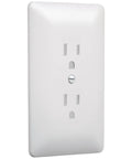 Side view of Paintable Masque 2000 1-Gang Decorator Wall Plate With Grounded Duplex Outlet Cover For White Finish