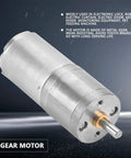 12V Brushed DC Gear Motor with 400 RPM Speed Reduction, Tiny 25mm Body, 3mm Shaft, 10mm Shaft Length for robotics and DIY