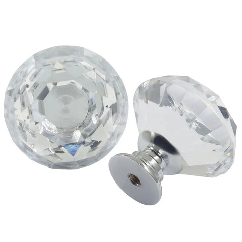 Two Six Pack Crystal Drawer Knobs 1 Point 2 Inch Diamond Glass Cabinet Knobs With Screws For Dresser Drawers Cabinets Wardrobe Pulls Handles