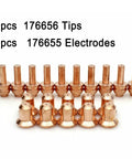 Heavy Duty Plasma Cutter Electrodes And Nozzles Kit For 25C 27C 375Xtreme High Performance parts including 10 copper tips and 10 electrodes.