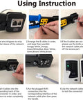Badass Network Cable Testing And Repair Kit Featuring Rj45 Crimping Tool Heavy Duty Wire Stripper Punch Down Driver Compatible With Coax Cat5 Cat6 And Phone Lines Brilliant Blue Edition - step-by-step instructions for using the kit components.